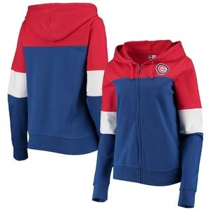 Chicago Cubs New Era Women's Colorblock French Terry Full-Zip Hoodie - Royal